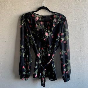 East 5th See-through Button Up Top with Roses